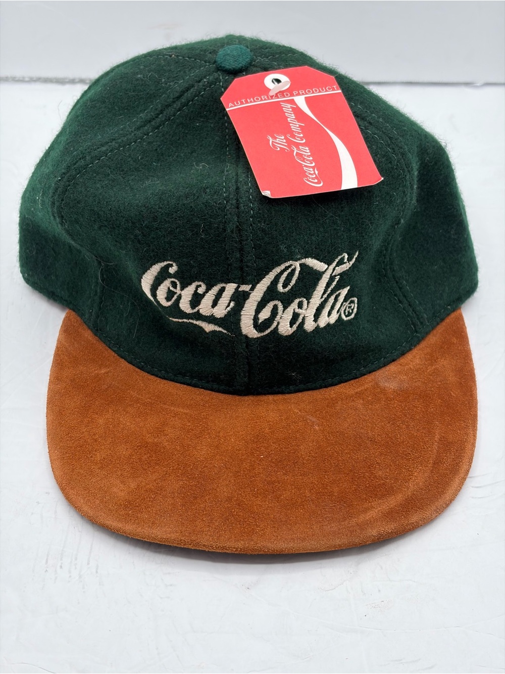 Vintage Coca Cola Wool Hat Strap Back Green